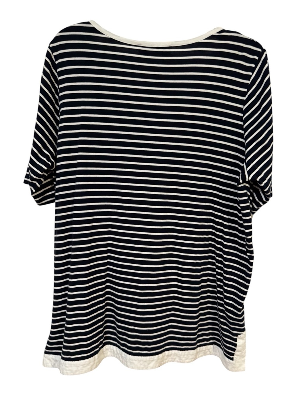 Jones New York Sport Woman 1X Navy White Striped Chevron Henley Tunic Top - Picture 3 of 8